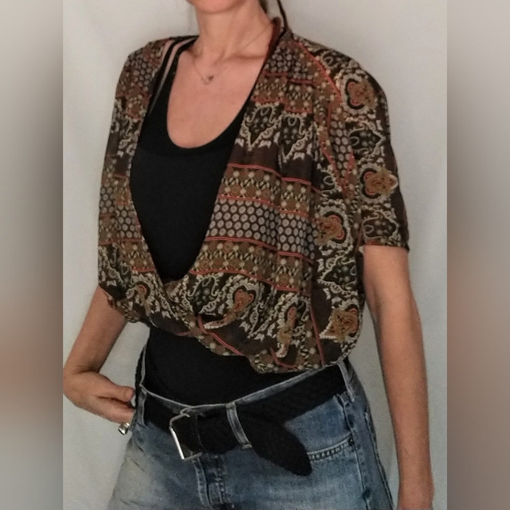 Vintage Love Soup Balloon Boho Cover Up Blouse M